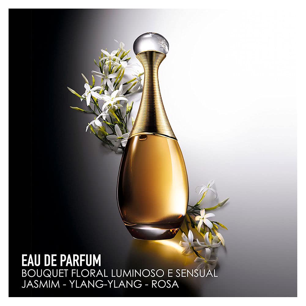 Gold perfume bottle with floral elements on a gradient background