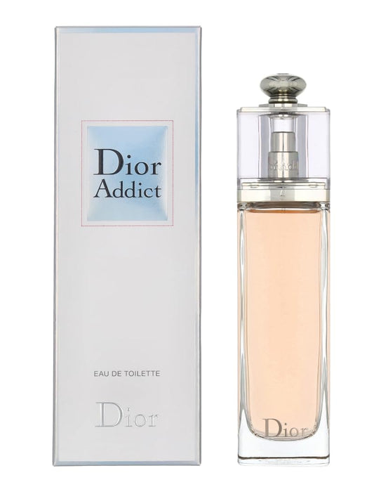 Dior Addict perfume bottle and packaging on a white background