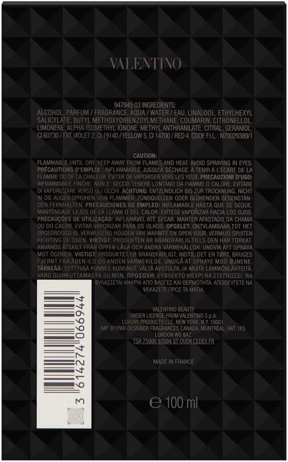 Valentino Uomo Born In Roma Rockstud Noir Eau De Toilette 100ml / 3.4 fl oz – Men's Luxury Fragrance