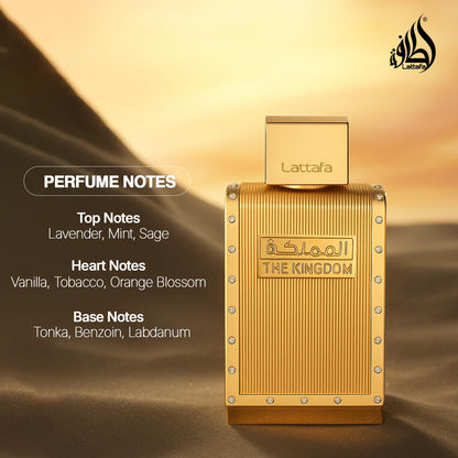 Lattafa The Kingdom Eau De Parfum for Men 100ml – A Sophisticated Blend of Freshness, Warmth & Eleganc