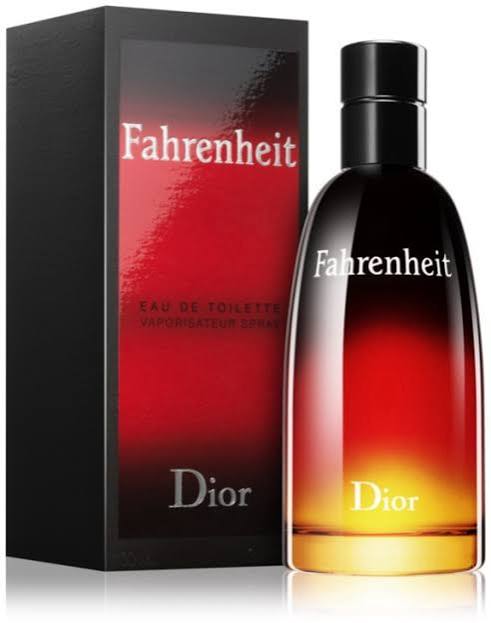 Dior Fahrenheit perfume bottle and packaging on a white background